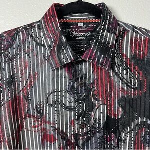 Visconti Uomo Black Red Purple Men’s XL Long Sleeve Cotton Modal Shirt Paisley
